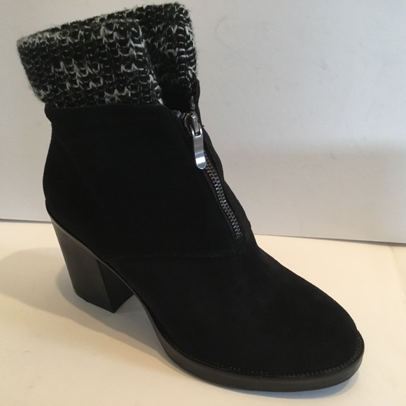 Chinese Laundry Black Suede Marvel Boot front zipper knit cuff - Picture 2 of 8